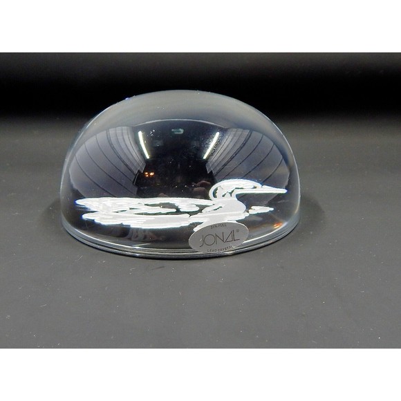 Jonel Full Lead Crystal Etched Duck Dome Magnifying Paperweight 3-1/2 Inches - Picture 2 of 10